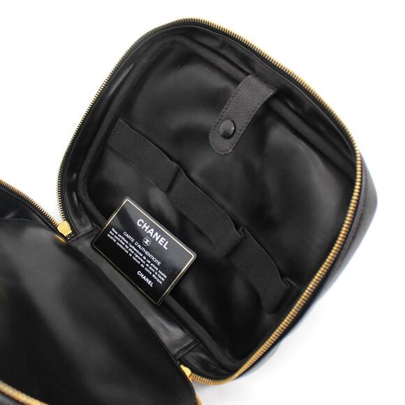 Chanel CC Black Caviar Leather Vanity Crossbody Two-Way Zip Gold Zipper Handbag - Picture 10 of 12